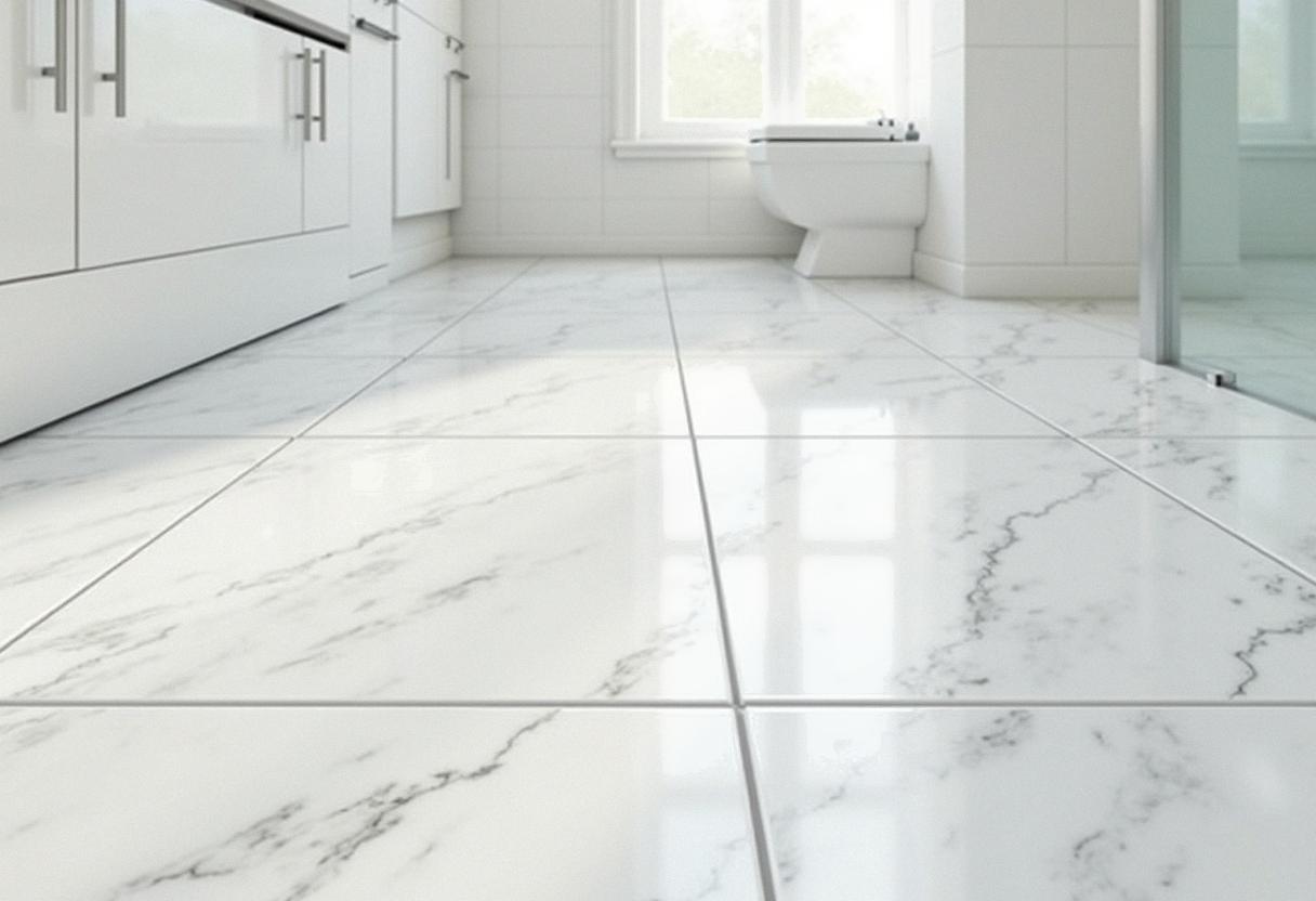 Sleek White Bathroom Floor Tiles